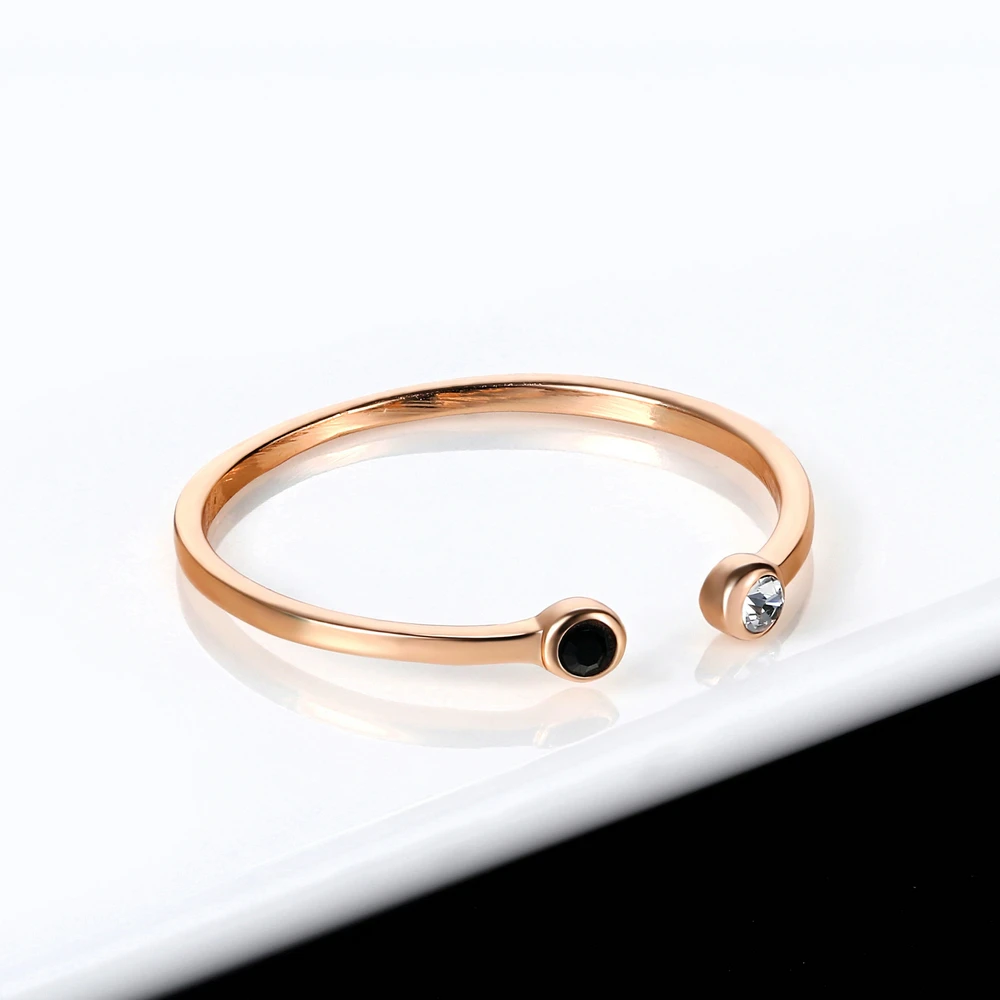 Simple Lovely Style Mini Crystal Rose Gold Color Ring Jewelry For Girl Women Party Full Sizes ZYR165