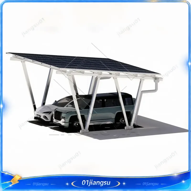 Heavy Duty Steel Solar Carport Structure for Residential PV System CE ISO9001 Certified 10 Year Warranty Vehicle Charging