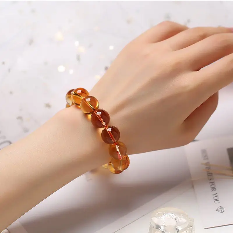 8A Brazilian Citrine Bracelet Men's and Women's Lucky Transshipment Wealth Bracelet Couple Birthday Gift Accessories