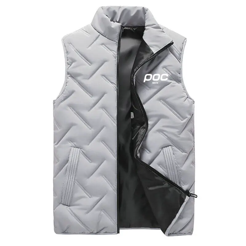 2023 Winter MOTO POC Cycling Vest Men Solid Color Stand Collar Breathable Thermal Waterproof Tank Tops Down Hiking Bicycle Vest