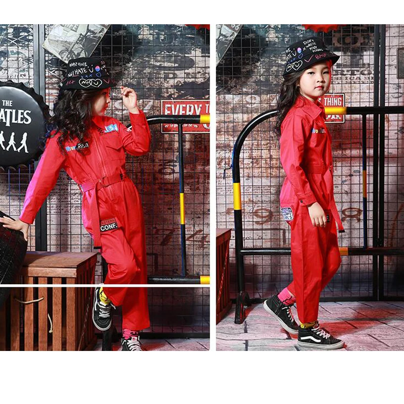 Girls Jazz Modern Dancing Costumes Clothing Suits Kids Children's Hip Hop Dance wear Outfits Stage Costumes Coverall Clothes