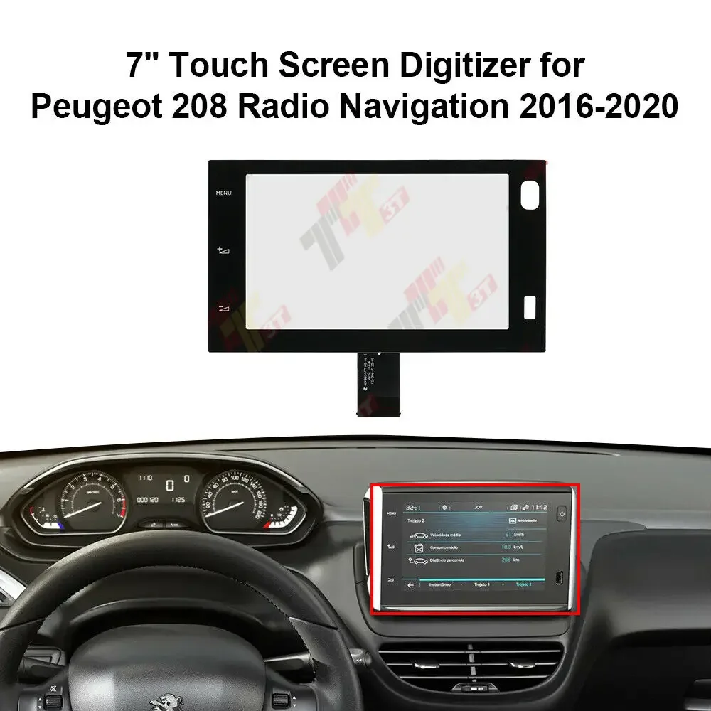 

7" Touch Screen Digitizer for Citroën C4 Lounge For Peugeot 208 Radio Navigation