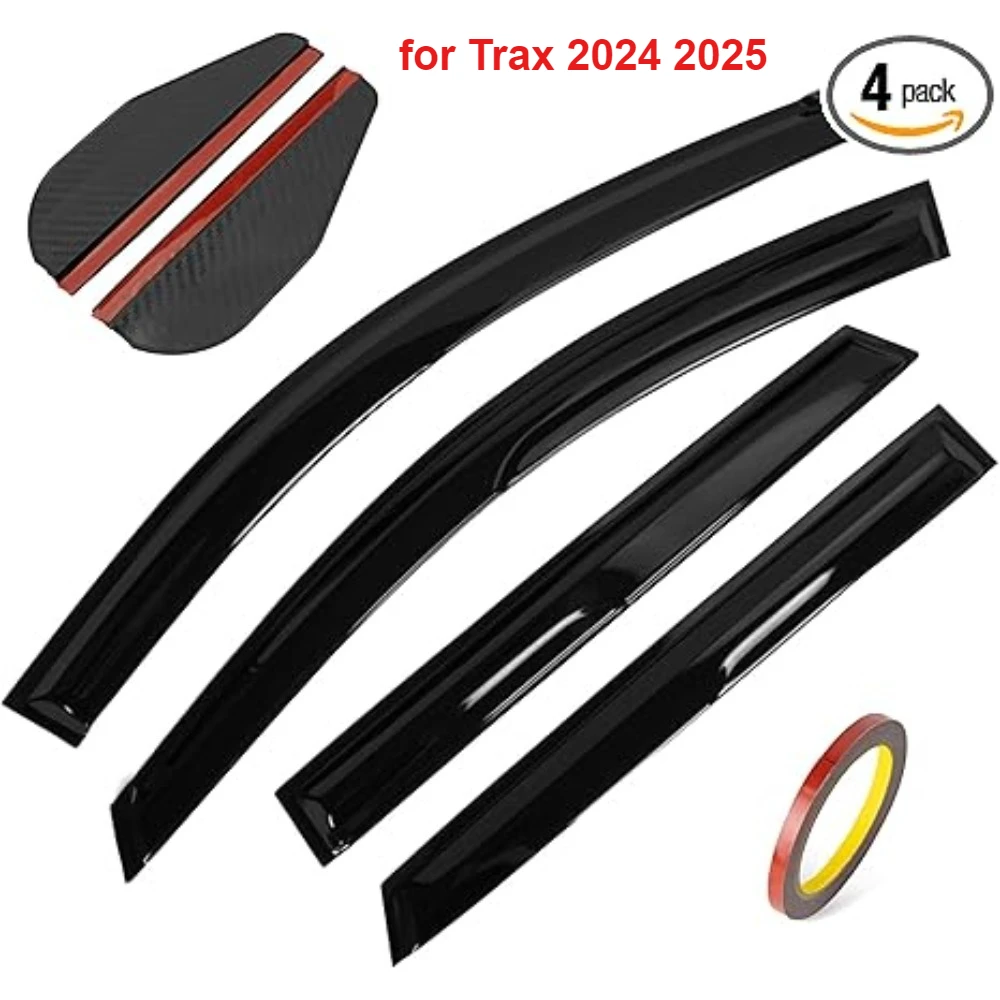 4PCS Car Window Deflectors Outside-Mount Visor For 2024-2025 Trax LS 1RS LT 2RS ACTIV Rain Guards Window Visors Vent Deflector
