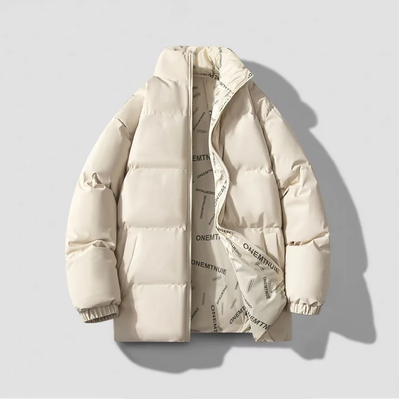 

Men's loose short thermal stand-up collar trendy brand winter clothing double-sided cotton-padded jacket