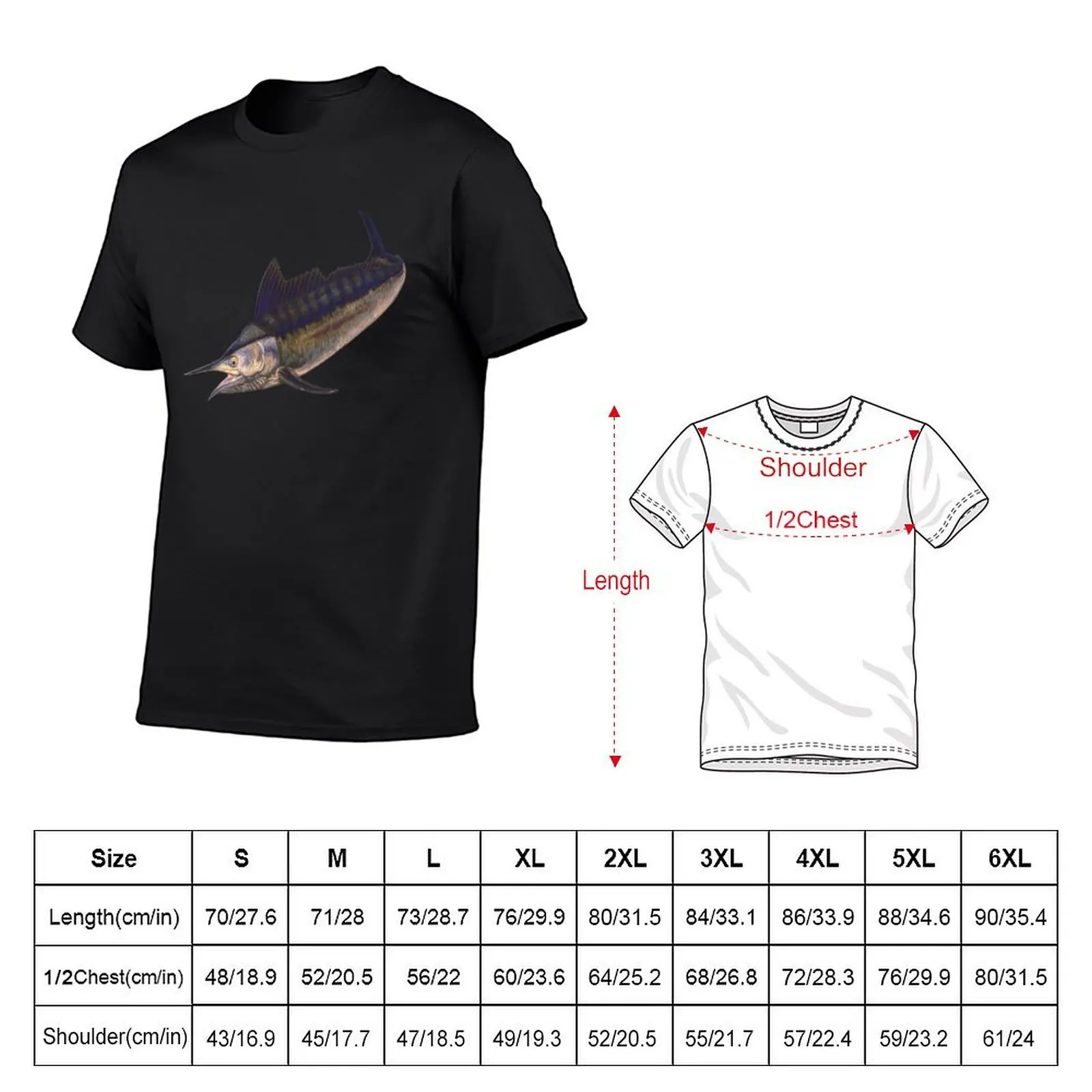 Striped Marlin T-Shirt korean fashion graphics for a boy men t shirt