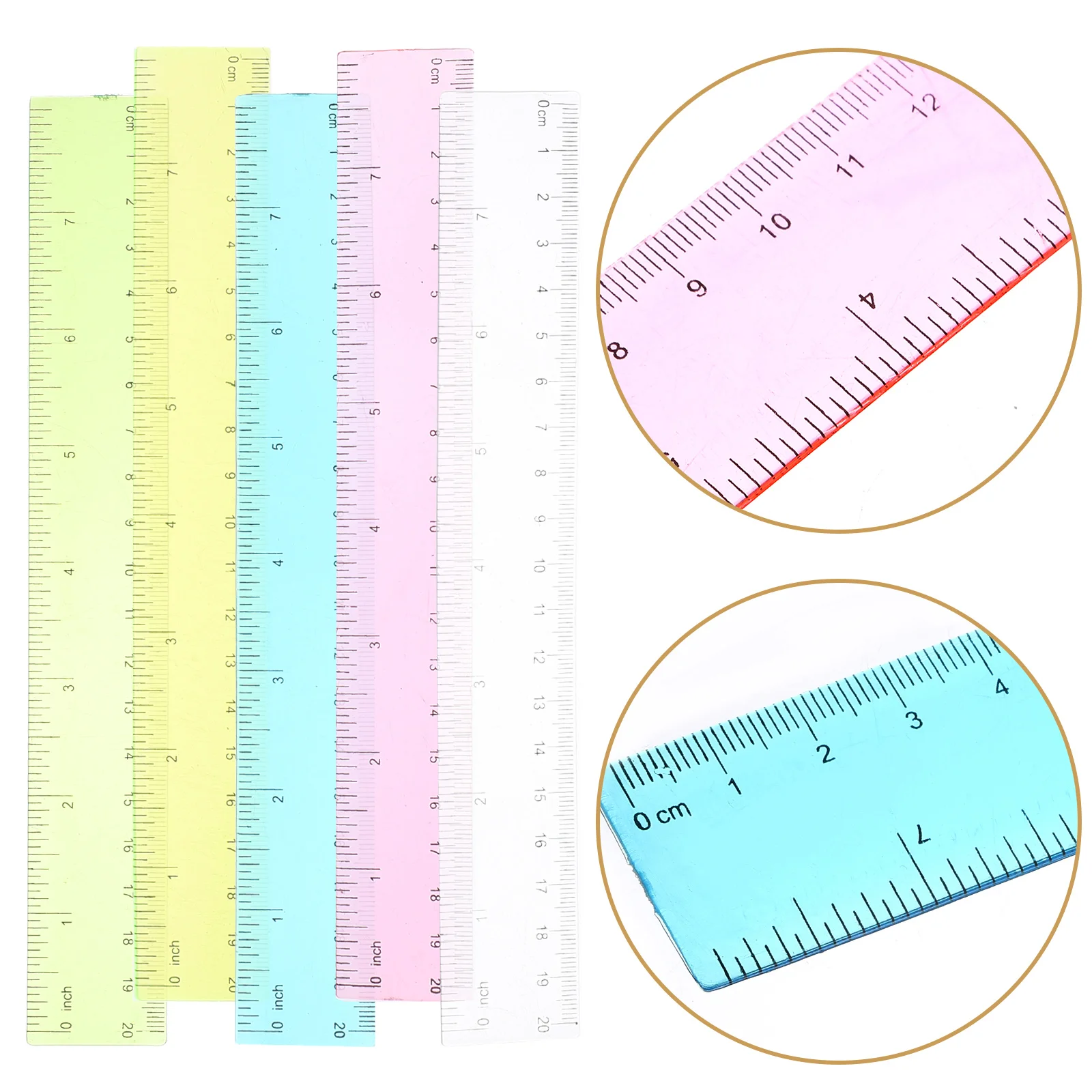 

5 Pcs Colorful Plastic Ruler Drawing Tape Measures Multifunction Measuring Tool Architecture Supply Pupils Scale