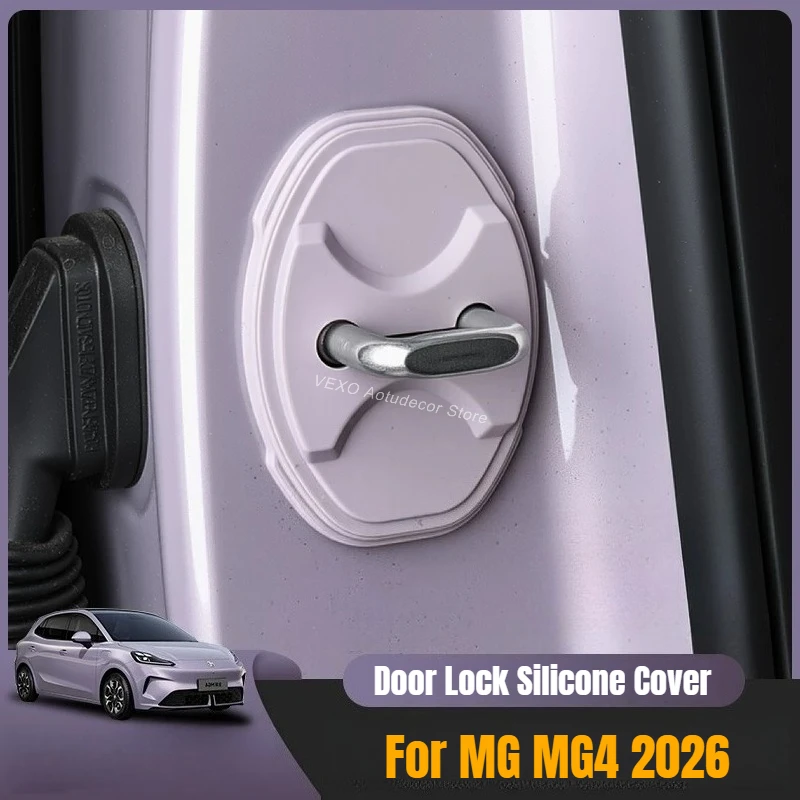 For MG MG4 2026 4Pcs Door Lock Silicone Cover Waterproof Protector Sleeve Stickers Car Door Noise Reduce Protective Limiter Pad