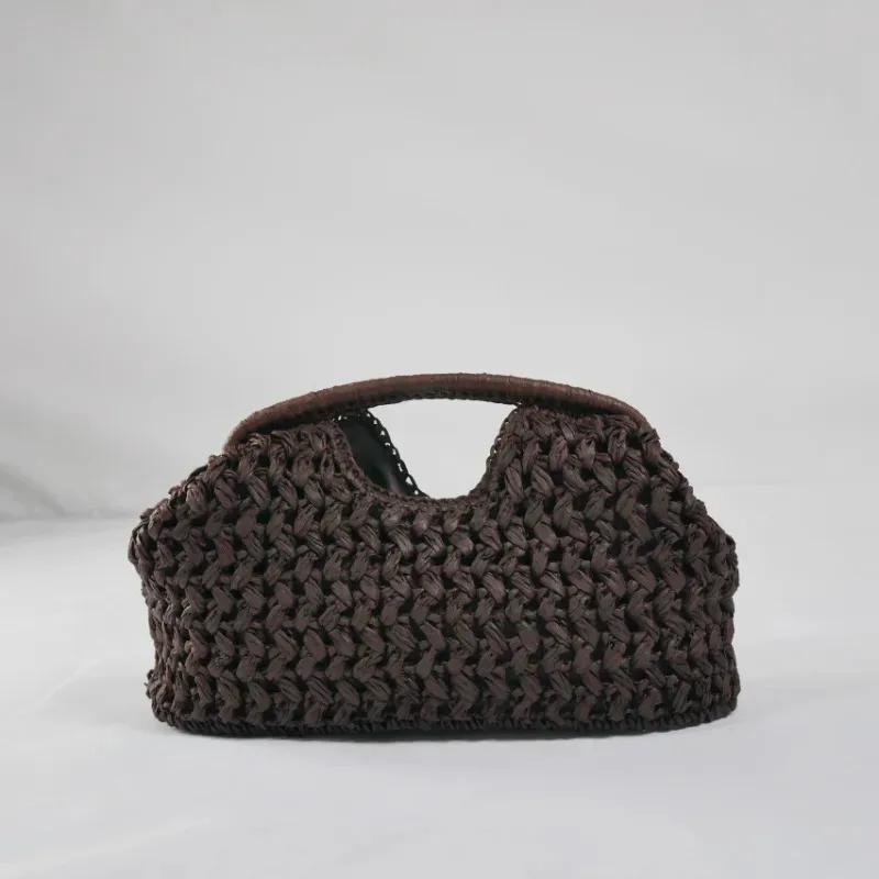 

Elegant Ladies Chain Woven Handbag Straw Shoulder Bag Fashionable Raffia Crossbody Beach Bag Summer New Versatile Women's Bag