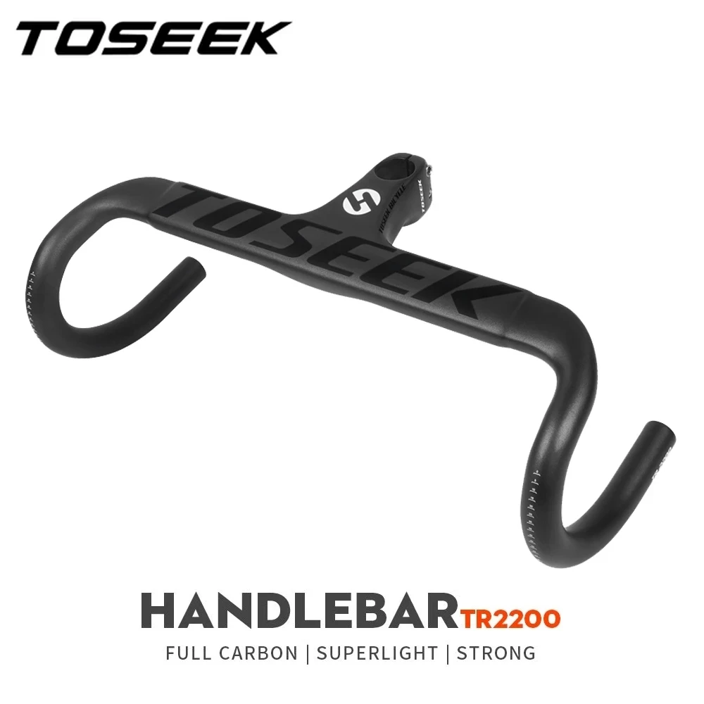 

TOSEEK New Carbon Road Bike One-Piece Handlebar Bicycle Handlebar 28.6mm Road Bike Handlebar Stem Matt Black Carbon Handlebars