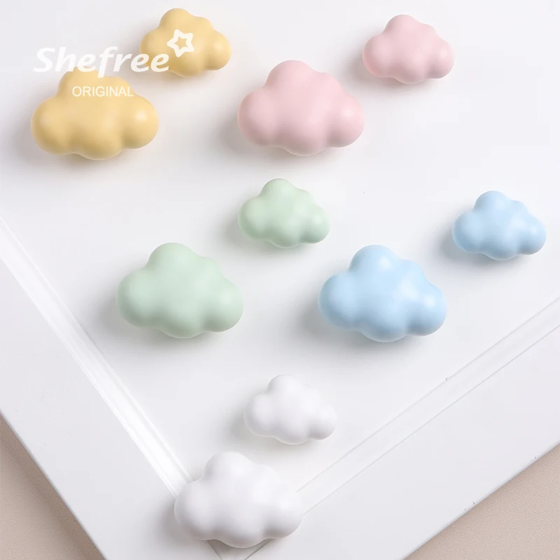 Ceramic Furniture Handles Cloud Macaron Children's cabinet knobs Wall Shoe Clothes Knobs and handles for drawers Cabinet Pulls