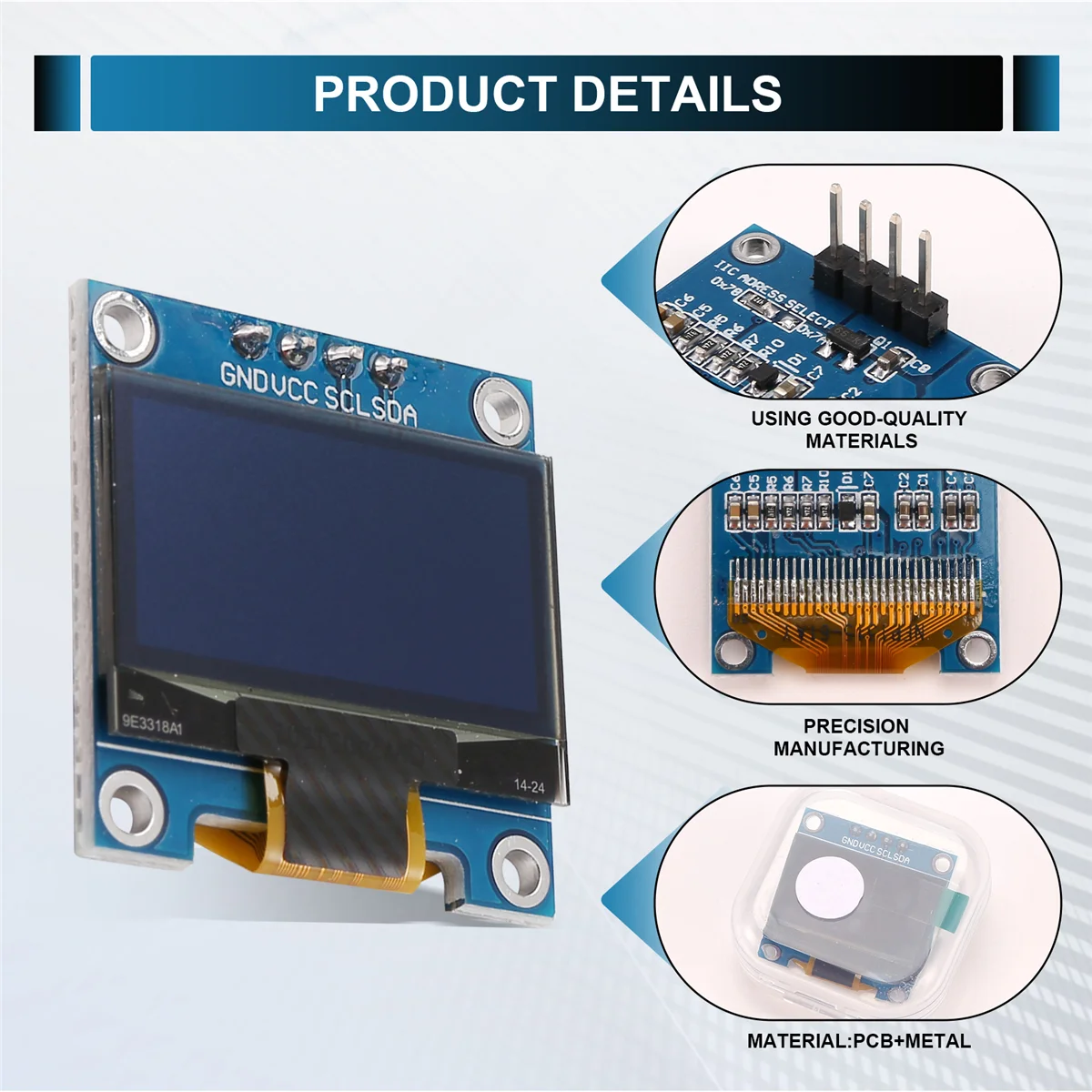 Lsjd 0.96 Polegada iic i2c serial gnd 128x64 oled lcd módulo de exibição led ssd1306 para arduino kit display branco