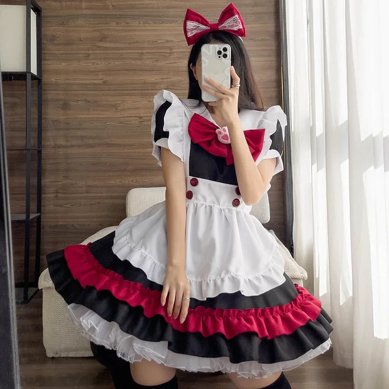 Anime Cosplay Maid Lolita Dress Women Sweet Love Lolita Dress Maid Cosplay Outfit Little Devil Fancy Dresses Halloween Costumes