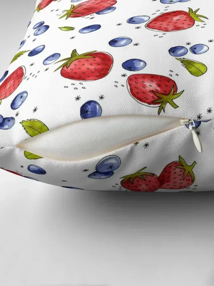 Strawberry, Blueberry, Mint Throw Pillow Pillows Aesthetic Pillowcases Bed Cushions pillow