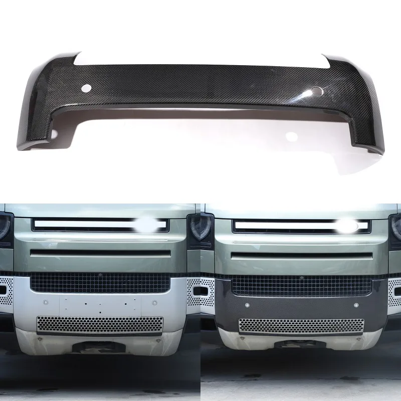 

Real Carbon Fiber Black Front Bumper License Plate Base Panel Cover For Land Rover Defender 2020-2025+ Car Exterior Accessories