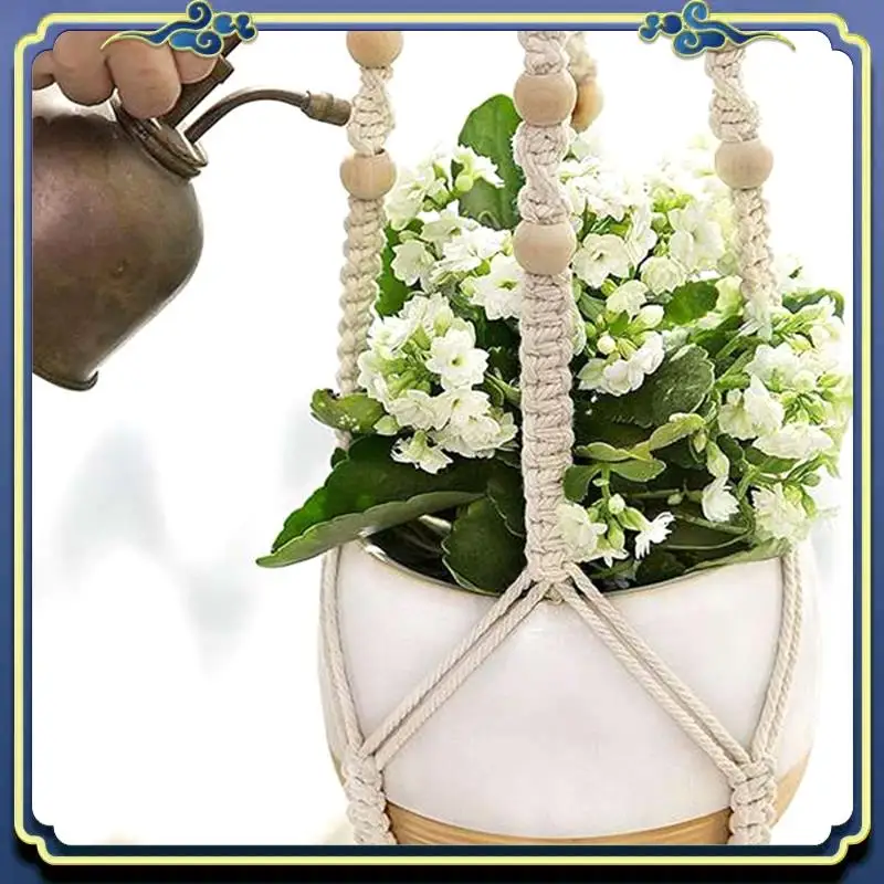 Latest Handmade Macrame Plant Hanger Indoor Hanging Planter Basket Woven Cotton Rope Flower Pot Crochet Plant Holder Stand