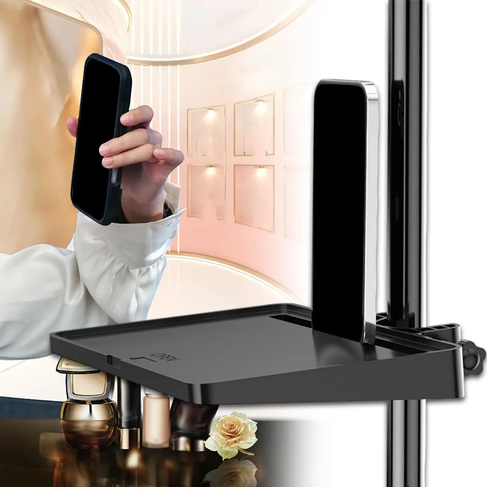 1pc Microphone Stand Tray Sound Card Tray Adjustable Holder Utility Storage Shelf Bracket for Music Sheet Guitar Accessory Tuner