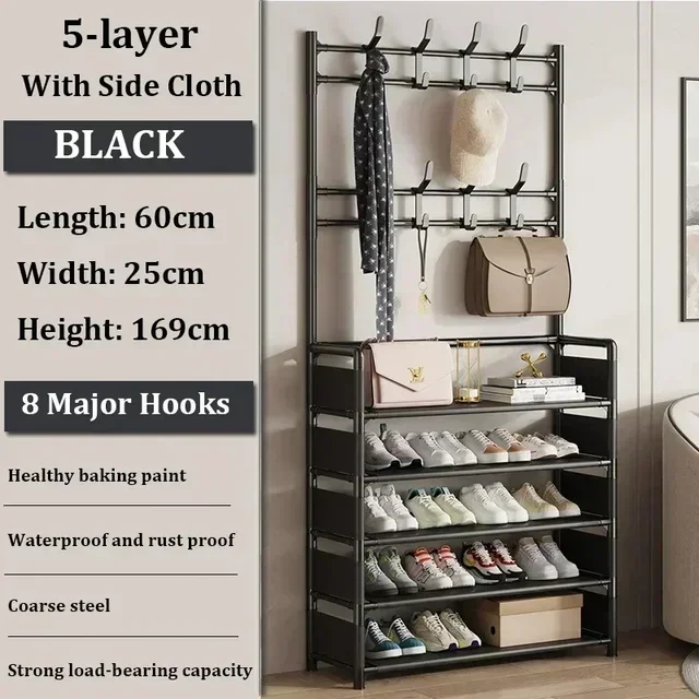 Clothes Hat Hangers Shoe Rack Multi-layer Shoe Rack Simple Floor Shoes and Hat Racks Load-bearing Living Room Organizer Shelf