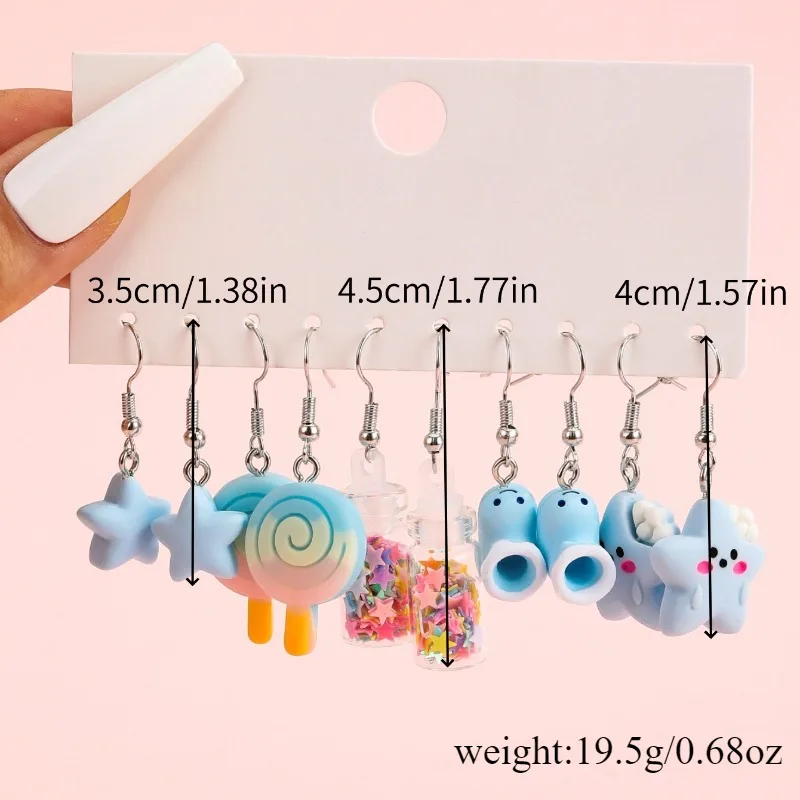 New Fashion Simulation Food Doughnut Ice Cream Candy Strawberry Cherry Resin Earrings Set