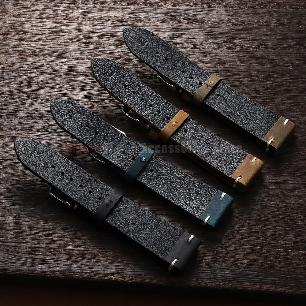 Vintage Weiches Ölwachs-Uhrenarmband 18mm 19mm 20mm 21mm 22mm 24mm Rindsleder-Uhrenarmband für Seiko Herren Crazy Horse Leder-Uhrenband – Detail 7