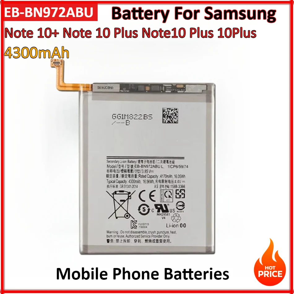 

Mobile Phone Batteries 4300mAh EB-BN972ABU Battery For Samsung Galaxy Note 10+ Note10+/Note 10 Plus/Note10 Plus 10Plus