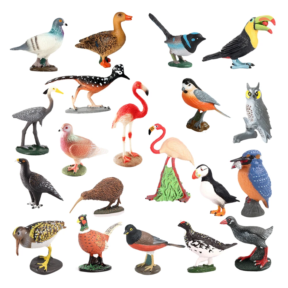 Forest animals Flamingo Turkey Seahawk Tucan Kiwi Bird Figures Jungle Animal Figurines Action Figure Toy Plastic Toys Kids Gifts