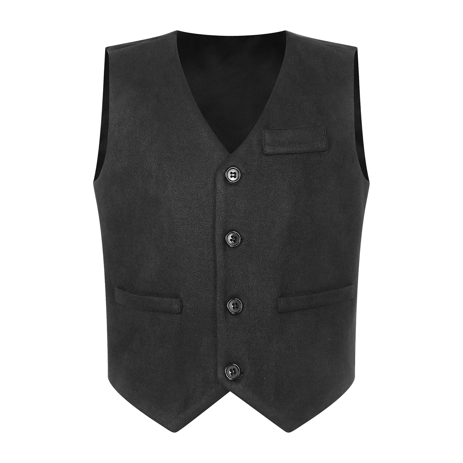 Teen Boys Formal Gentleman Vest Single-breasted Waistcoat Outerwear Wedding Birthday Party Evening Stage Performance Tank Top