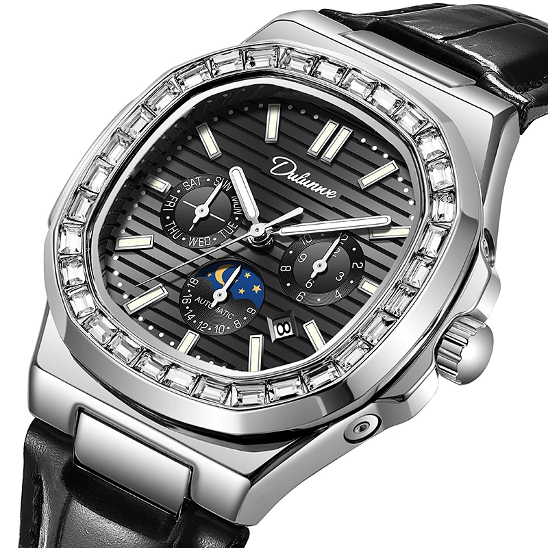 

Новые часы Dulunwe Nautilus, мужские механические часы, мужские модные водонепроницаемые светящиеся часы с бриллиантами, полностью автоматические часы
