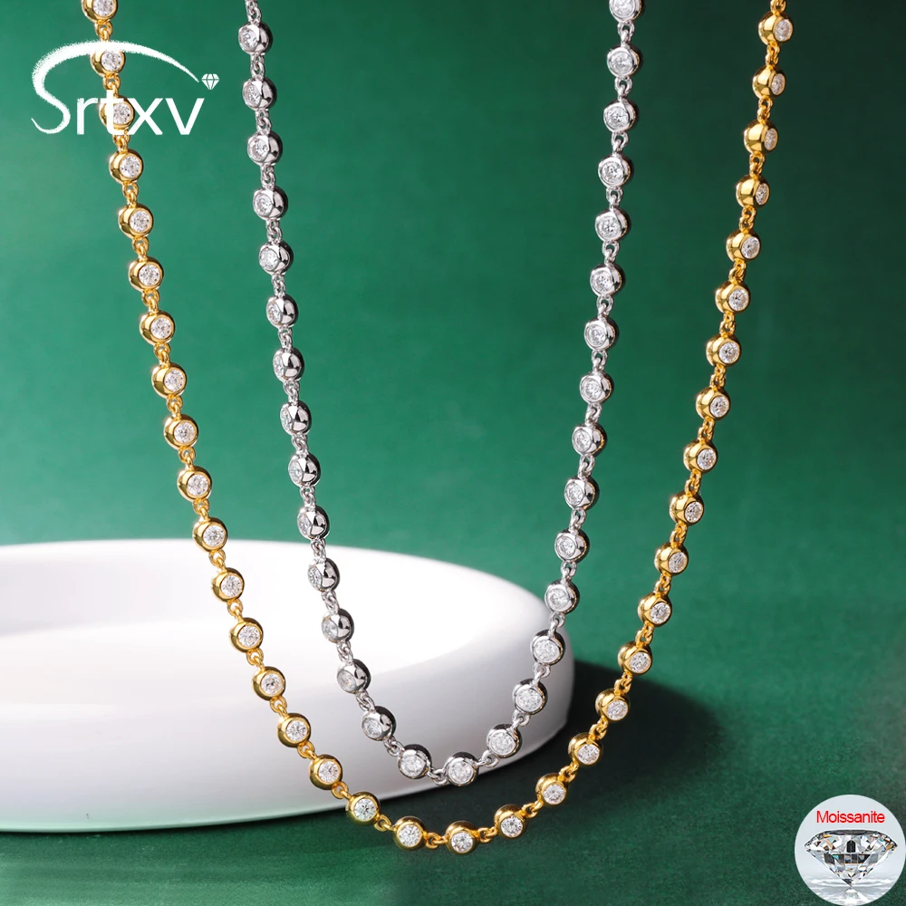 

Trendy 3mm Moissanite Bubble Tennis Necklace for Women S925 Sterling Silver Wedding Diamond Choker Party Gifts Jewelry Wholesale