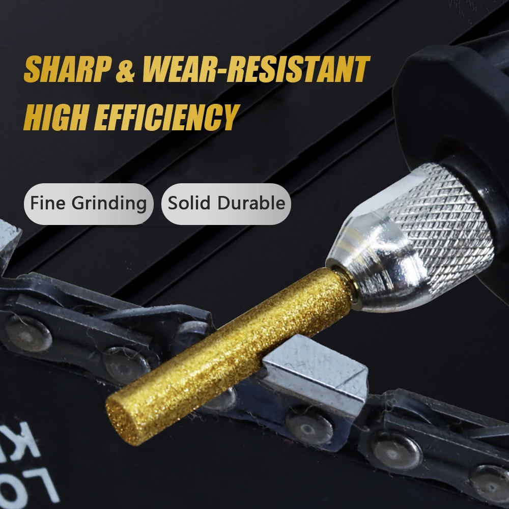 12PCS 4/4.8/5.5MM Diamond Chainsaw Sharpener Titanium Plated Burr Stone File Diamond Sharpening Wheels for Chain Saw Jewerly