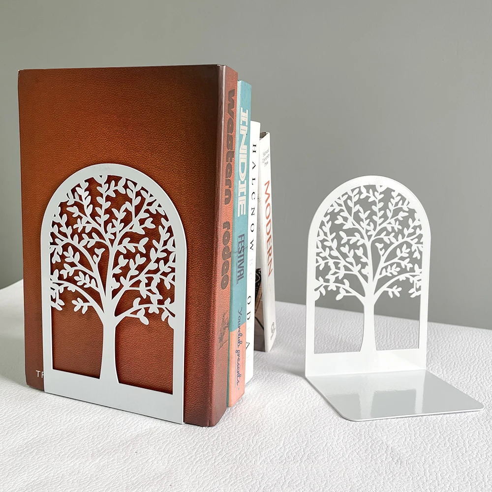 Imagem -02 - Árvore da Vida Desktop Book Termina Office Bookend Home Bookend Gift Prateleiras de Livros Ferro Book Rack Branco