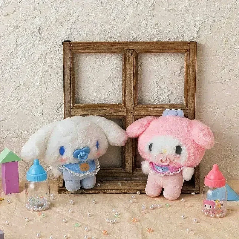 Novo sanrio hellokitty cinnamoroll minha melodia bebê vestir-se garrafa conjunto de brinquedos caixa de presente das crianças kawaii anime personagem boneca presente