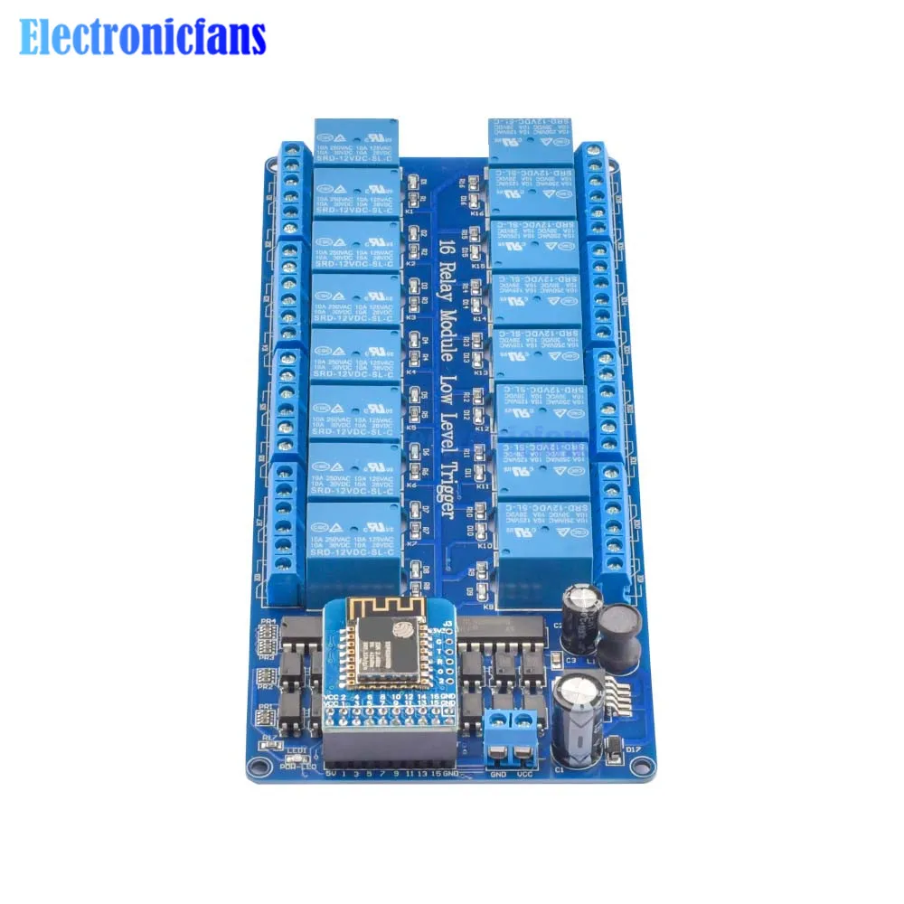 Imagem -04 - Wifi Módulo de Relé 16 Canais a Bordo Esp8266wifi Relé Escudo Placa Desenvolvimento Módulo Interruptor de Relé de Controle Wi-fi dc 5v 12v