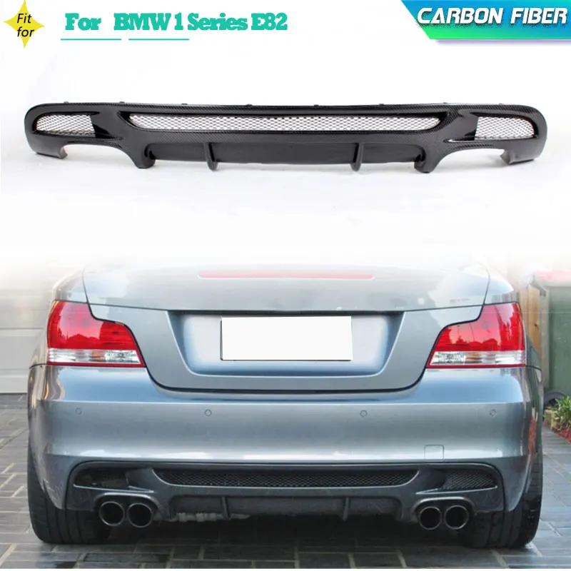 Car Rear Bumper Diffuser Lip Spoiler For BMW 1 Series E82 E88 M Sport 2 Door 2007-2013 Four Outlet Rear Lip Carbon Fiber / FRP