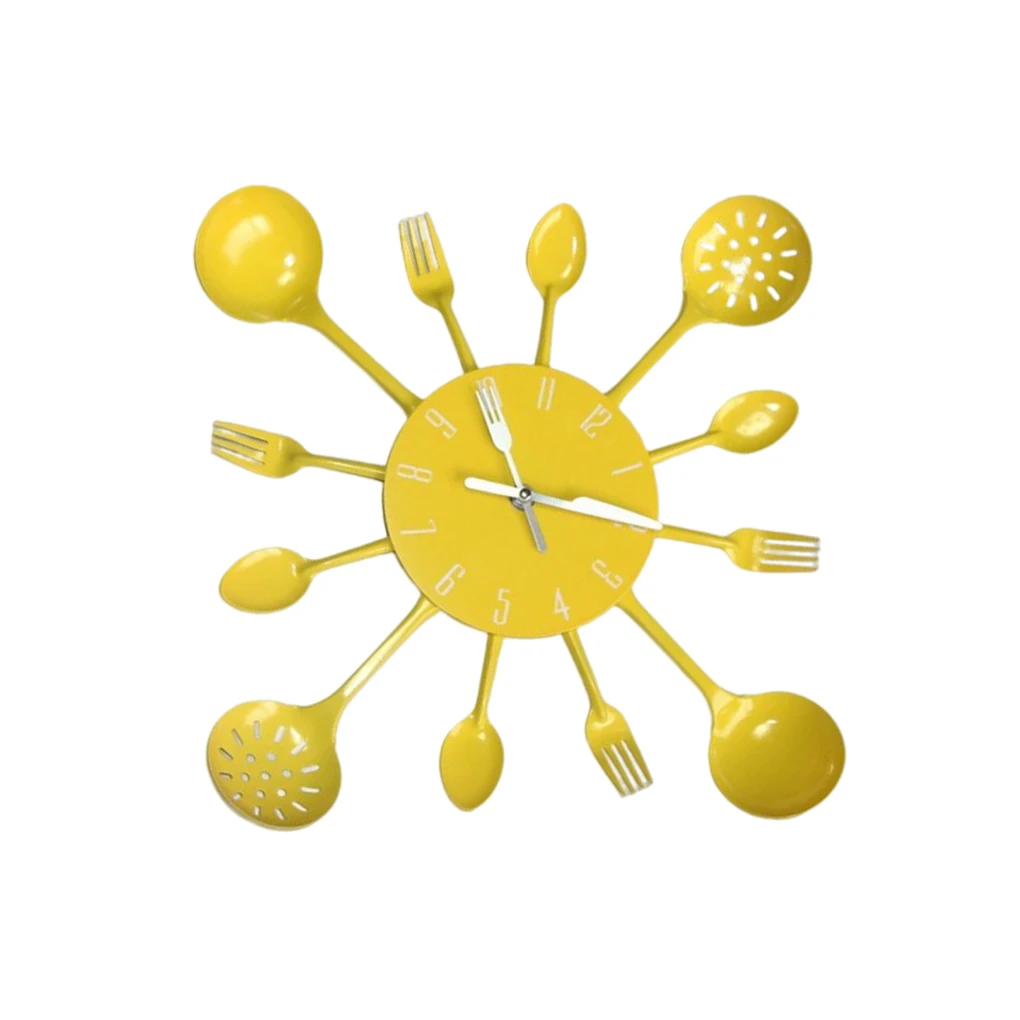 Cutlery Kitchen Wall Clock Modern Style Spoon Clocks Quartz Home Decor