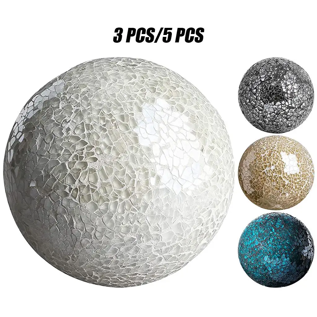 Mosaic Sphere Ball Set 8cm Table Centrepieces Bowls Mirror Ball Mosaic Glass Orb