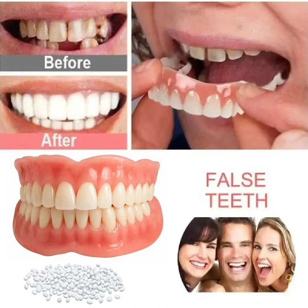 DIY Silicone False Teeth Confident Smile Whitening Cosmetic Dental Veneer Realistic Comfortable Fit Upper Lower Veneers Teeth
