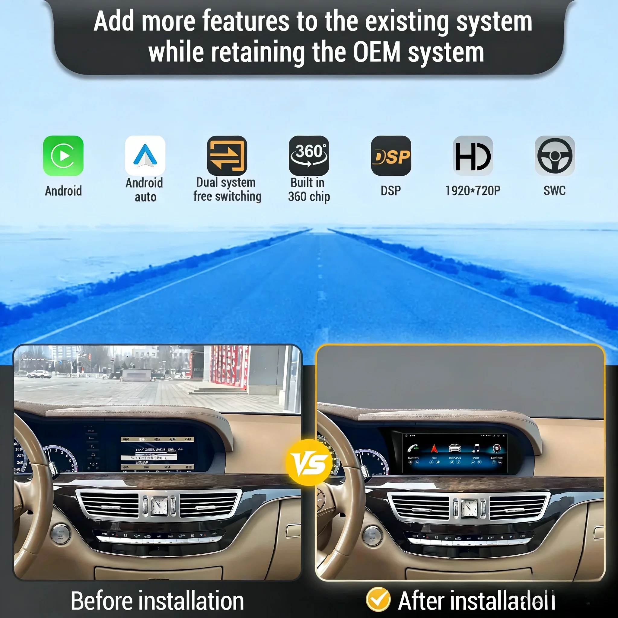 Left Hand Drive 10.25inch Car Radio Snapdragon 685 Screen For Mercedes Benz S Class W221 W216 2005-2013 Android 13 BT Carplay