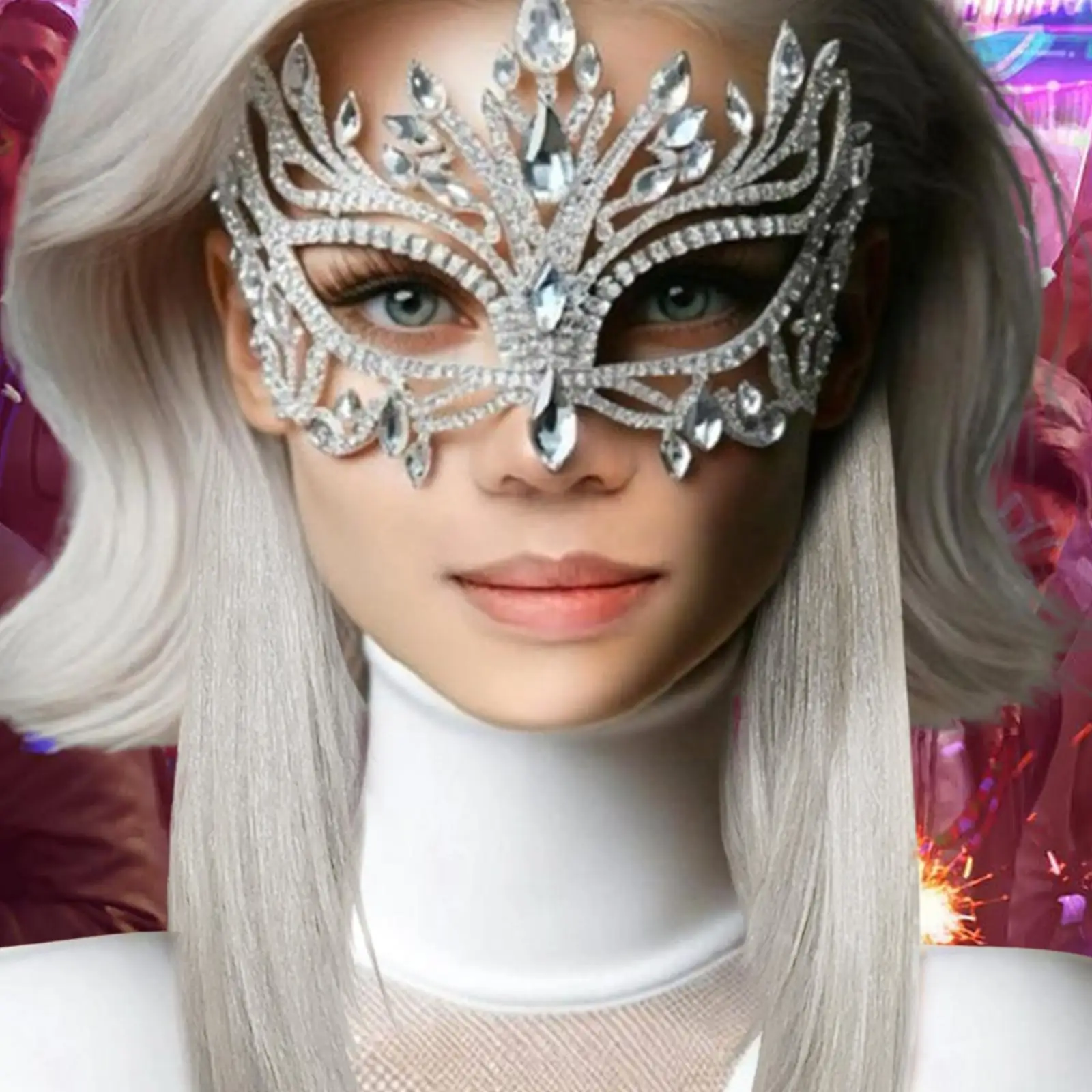 

Sparkling Geometric Rhinestones Mask Trendy for Wedding Holidays Theatrical