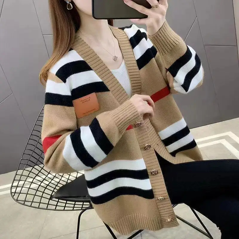 Large Knitted Cardigan Women's Thin Style New Women's Loose Sweater Coat Western Style Cardigan