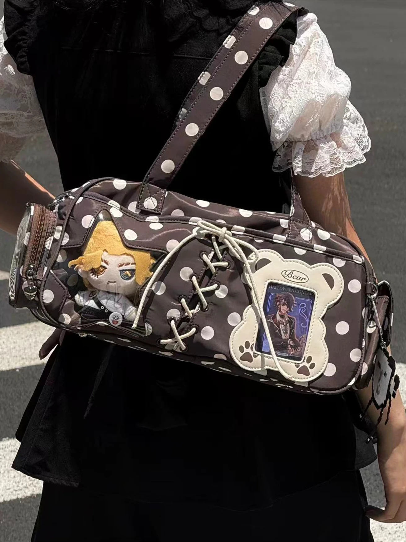 Japanese Original Design Polka Dot Lta Bag Versatile Star Chasing Hidden Light Sign Hidden Bracket Support Baby Shoulder Bags