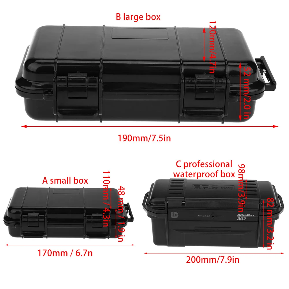 3 Types Outdoor Shockproof and Pressure proof Waterproof Sealed Box Survival Storage Case Outdoor Storage Case Waterproof Case