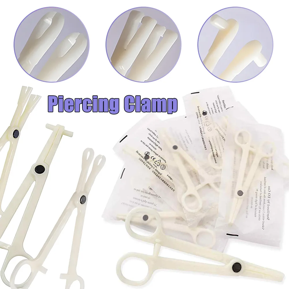 25/10/5PCS Acrylic Disposable Body Piercing Clamp Body Ear Lip Navel Nose Tongue Eyebrow Piercing Forcep Tools