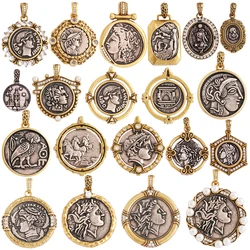 Antique Gold Bronze Beauty Portrait Knight Angel Goddess Coin Medallion Charm Pendant,Necklace Jewelry Accessories Supplies M64