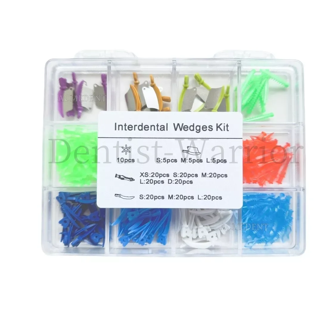 

185Pcs/Box Dental Fender Wedges Diamond Diastema Tulwar Wedge Matrix Interdental Wedges Kit