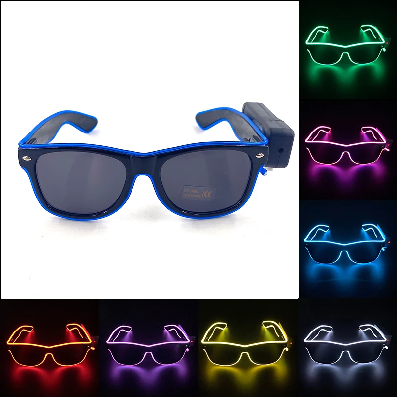 1 pc Wireless Sunglasses Men Women Decor Eyewear 10 Neon Light Glasses Glow In The Carnival Night