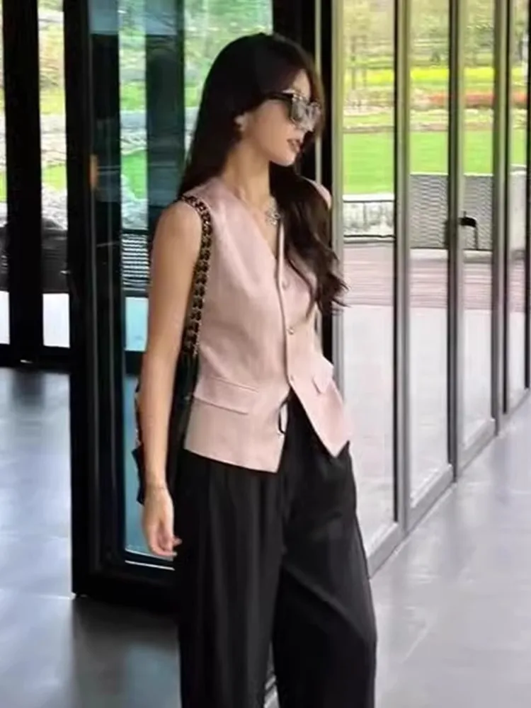 Sweet Youthful V-Ne Svel Vest Top Faion Design Simple Women's Inner Wear Ice Silk Spring Season Casual Sle