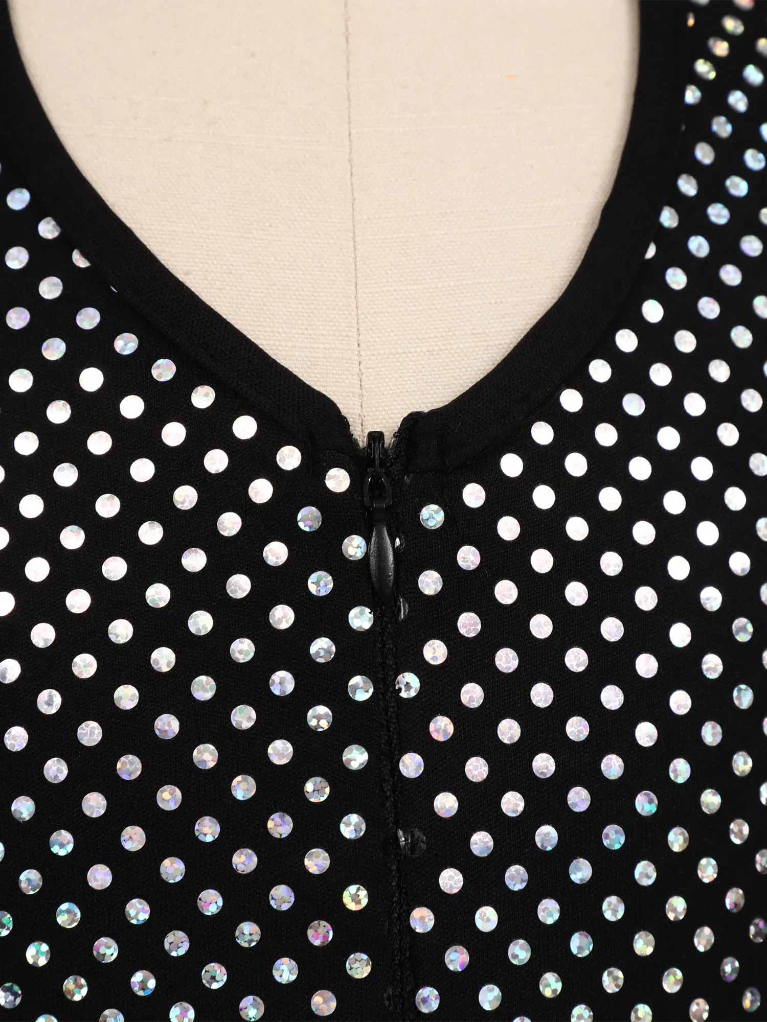 여자 레트로 디스코 점프수트 반짝이는 스팽글 타이업 스타일 앞면 보이지 않는 지퍼 벨 팬츠 할로윈용 스팽글 허리 벨트 포함