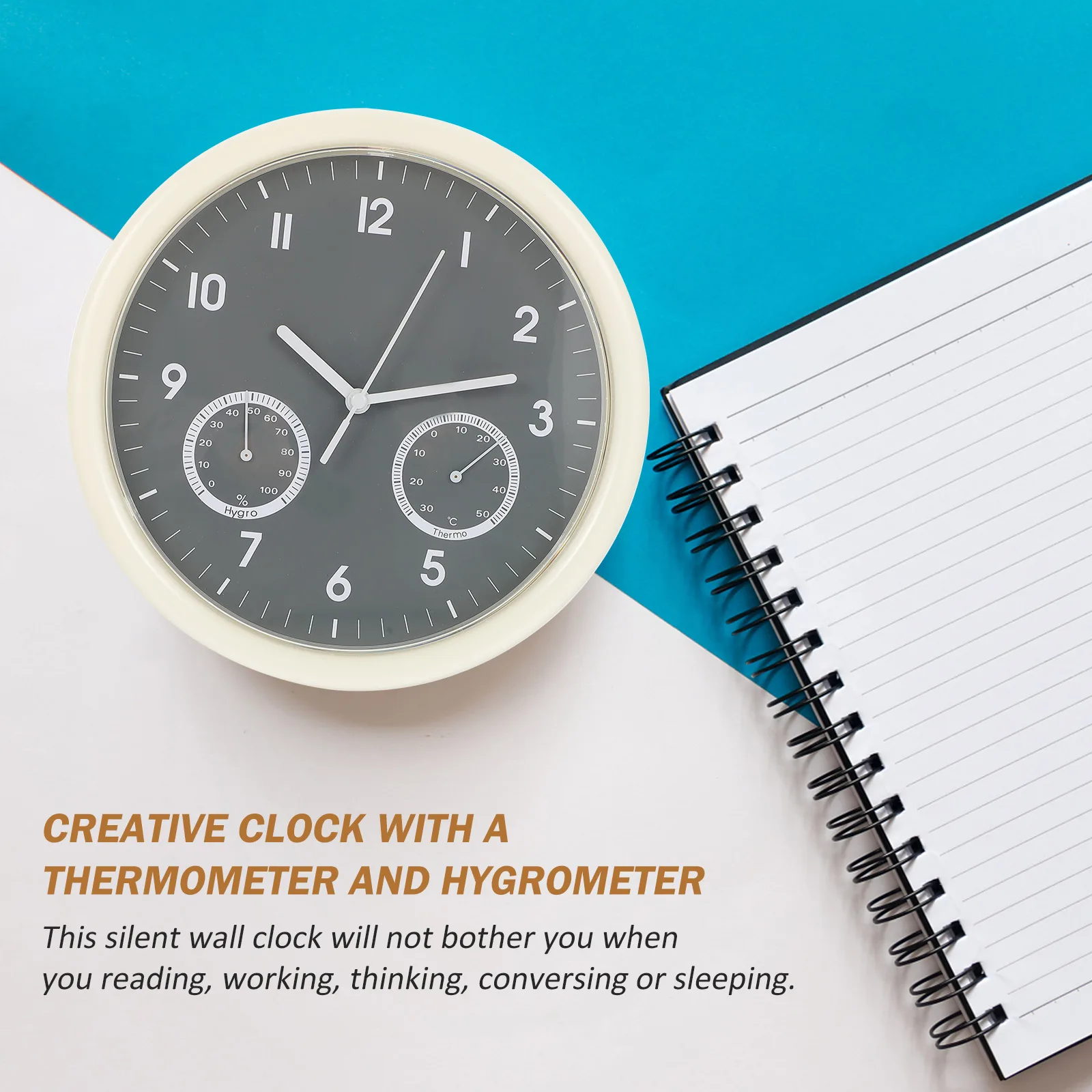 

Round Wall Clock Silent Decorative Hanging Clock Thermometer Hygrometer Function Accurate Time For Home Office Bedroom