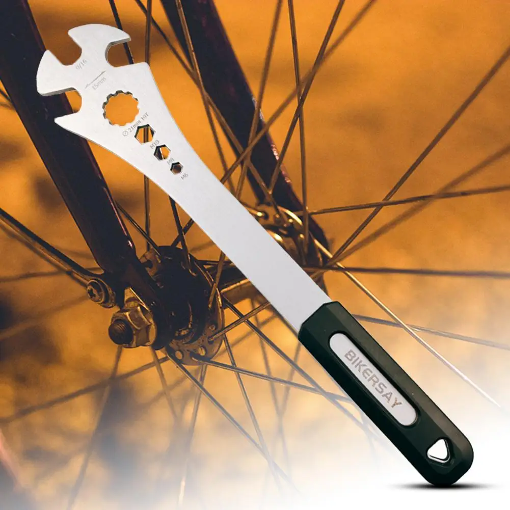 Bicycle Wrench Quenching Treatment Compact Stainless Steel Multifunctional Pedal Repair Wrench for Bicycle Repair Tools