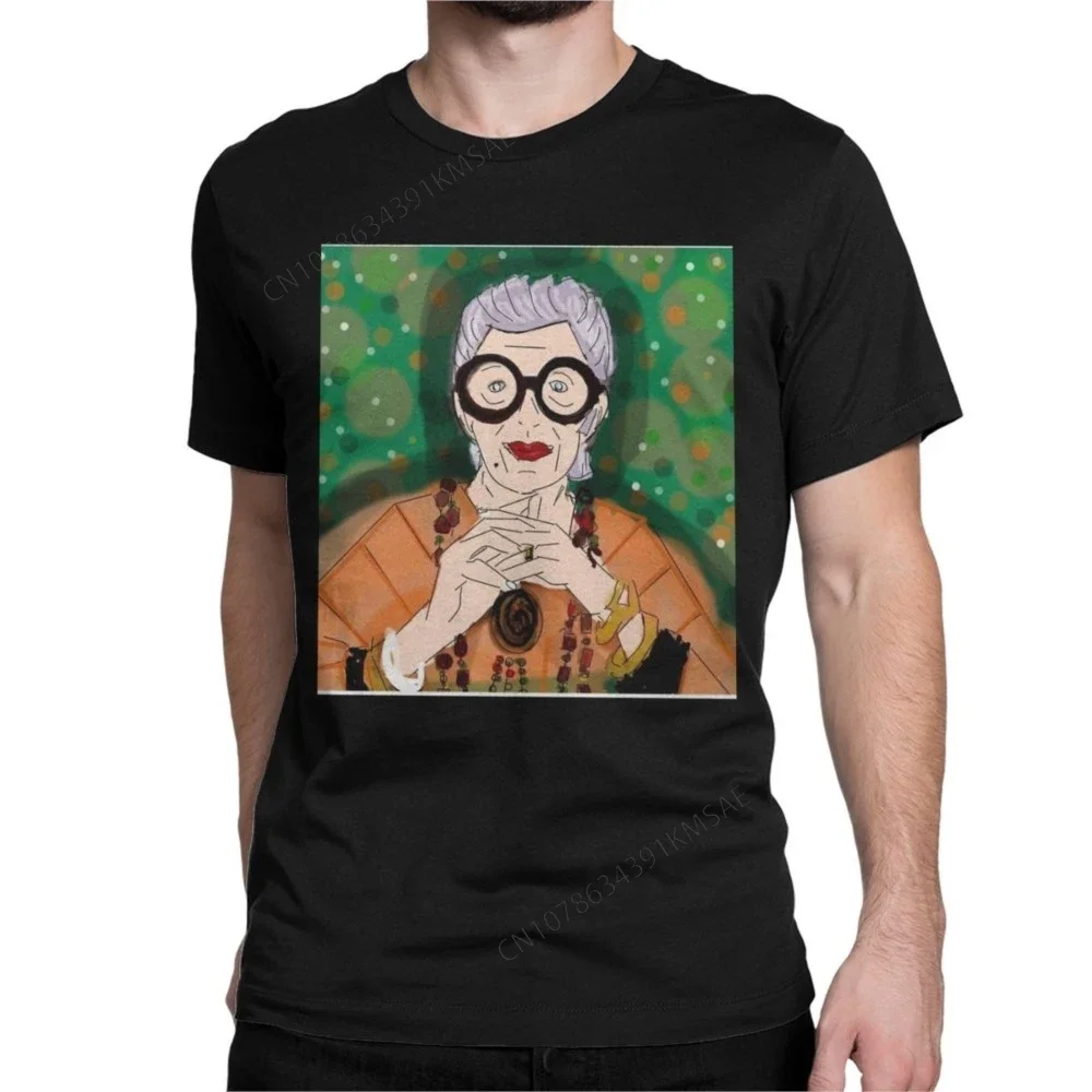 Iris Apfel Colourful T-Shirt for Men Women Fun Pure Cotton Tee Shirt Crew Neck Short Sleeve T Shirts Classic Clothes